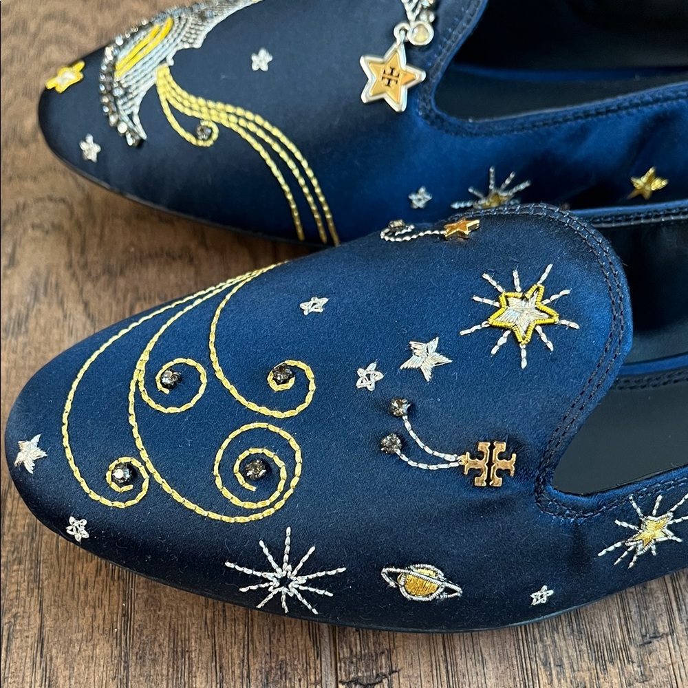 Embroidered Navy Blue Loafers - Picture 4 of 7